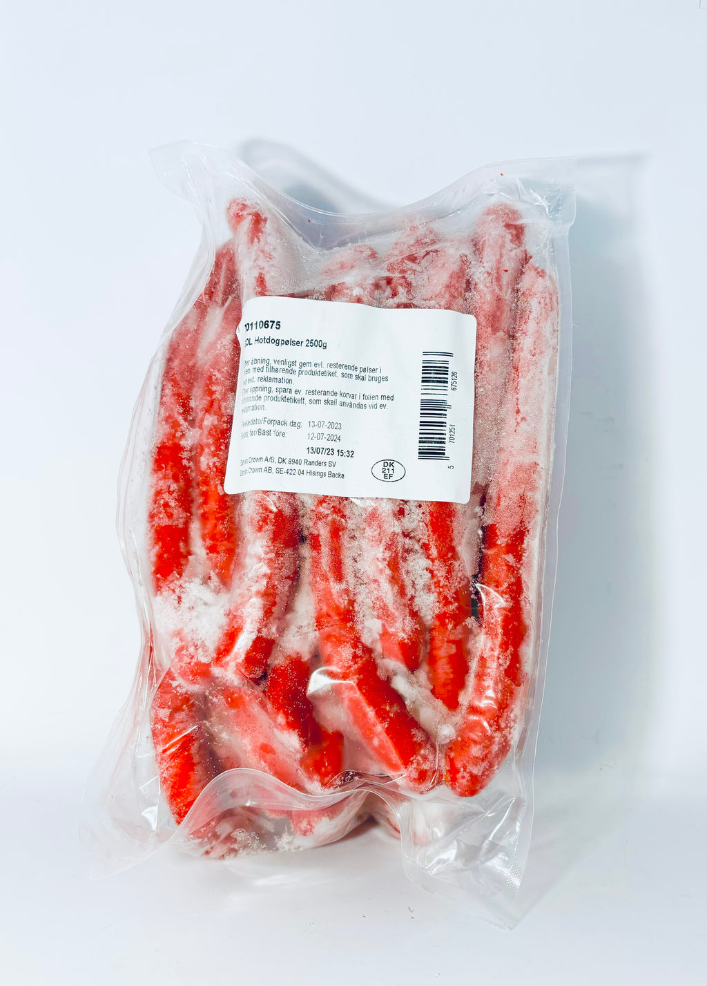 Hot Dog Pølser 2.5kg - GØL (ca. 40 stk)