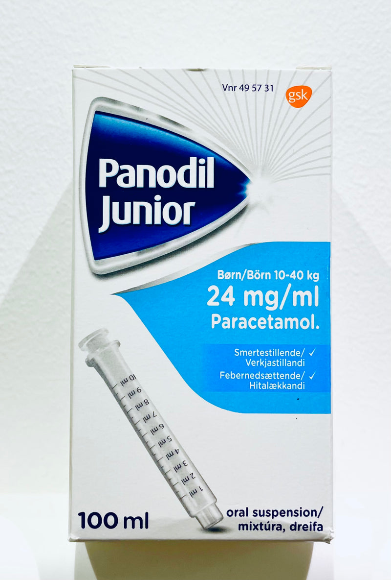 Panodil Junior Flydende 100ml - Paracetamol 24mg/ml (Børn 10-40kg)